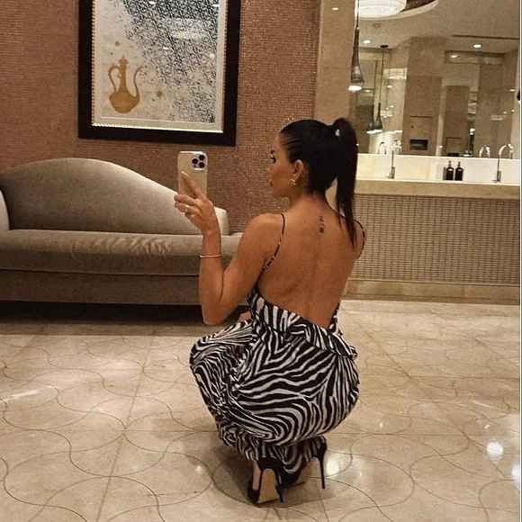 Zara Ruffled Maxi Dress Zebra Size S - Picture 10 of 11